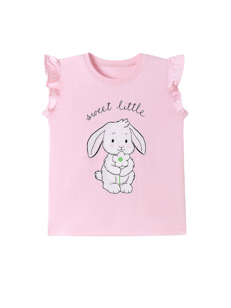Little Maven Cute Rabbit Summer T-Shirt - Short Sleeve Top for Kids (European & American Style)