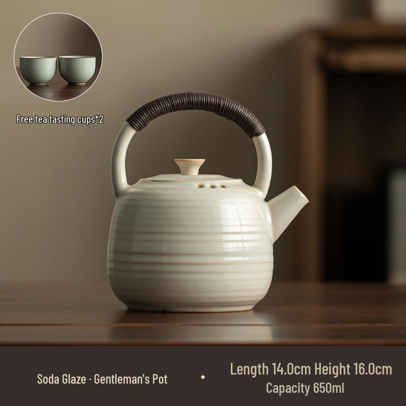 Clay Tea-Boiling Set: Charcoal Stove & Side-Handled Pot for Outdoor & Household Use.