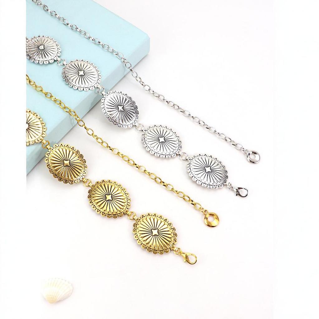 Ethnic Style Oval Waist Chain: Women’s Retro Pattern Belt Accessory