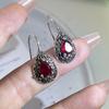 BF CLUB 925 Sterling Silver Vintage Earrings For Women Vintage Red Zircon Earring Jewelry Prevent Allergy Party Accessories Gift
