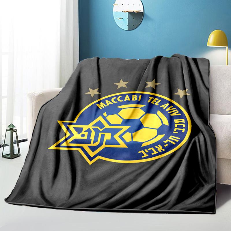 Maccabi Fußball Club Bedruckte Decken Weiche Flanelldecken für Sofa Bett Geschenke für Männer Frauen Picknickdecke Weihnachtsgeschenke