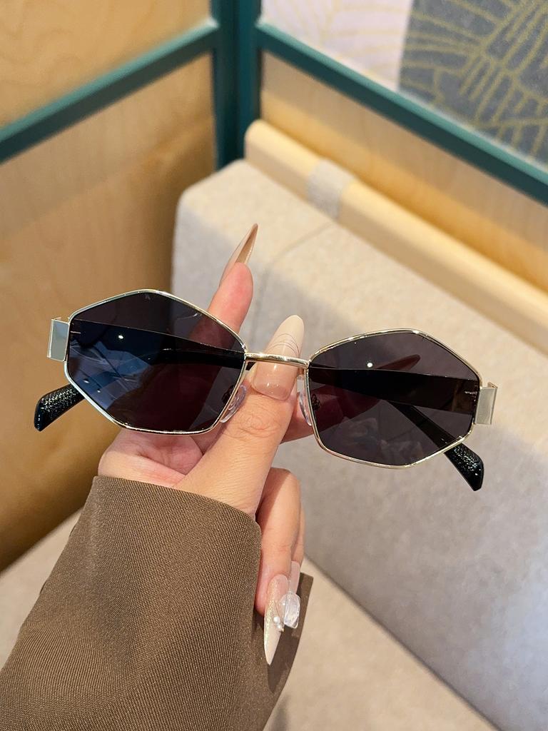 1Pc Fashionable Geometric Glass Frame Personalized High-End Metal Fashionable Trendy Glasses Fashionableable Versatile Decorative Accessories