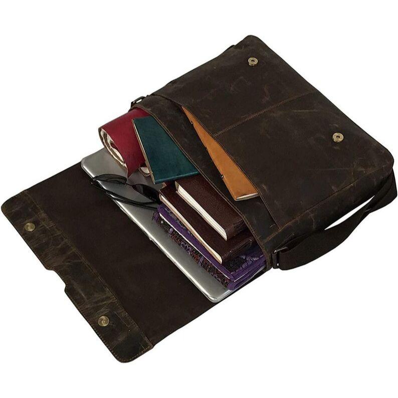 Винтажные компьютерные кожаные сумки-мессенджеры для ноутбуков для мужчин Кожаный — фото 4
