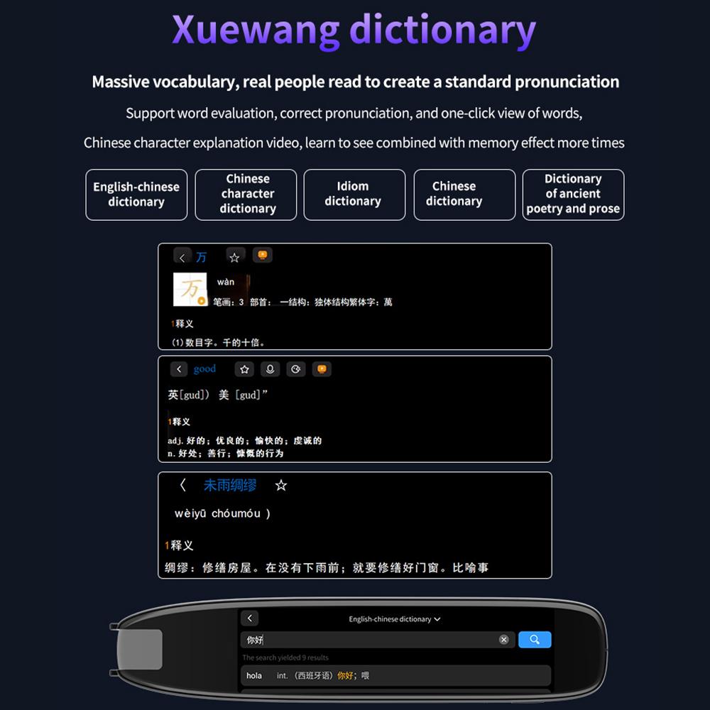Dictionary Translation Pen Scan Reader Device Text Scanning Reading Translator WiFi/BT Connection Online Photo Translate
