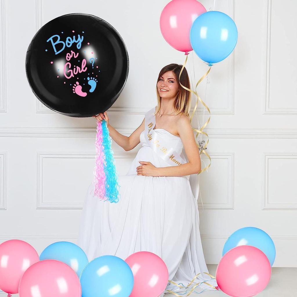 Palloncino da 36 pollici stampato nero per rivelare il sesso del bambino o della bambina, decorazione per feste