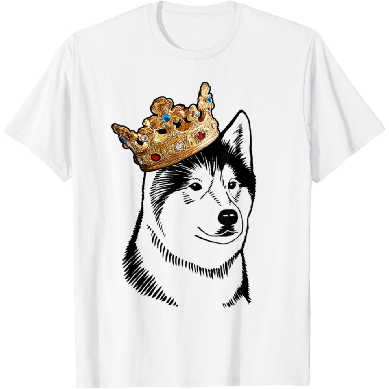 

Alaskan Malamute Dog Wearing Crown Men Women Girls Kids T-Shirt XXXXXL білий