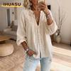 Women's Fashion Casual V-Neck Long Sleeve Blouses & Shirts