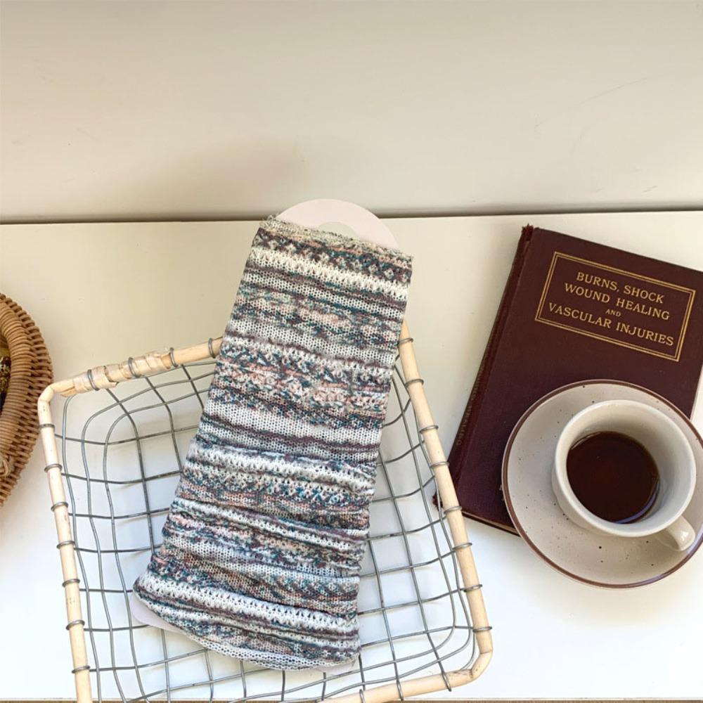 

Color Block Stripe Foot Cover Elastic Leg Warmers Women Retro Knitted Leg Warmers Spring Fall зелёный