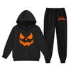Kids Hoodie and Sweatpants Set with Halloween Print for Holiday Wear