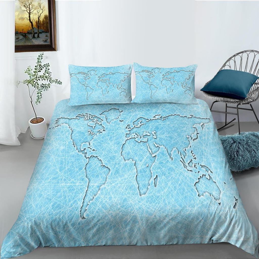 2023 New style Duvet Cover Map Home Bedspreads Cartoon King Size Bedding Teen Boy Girl Children 3D Printing Bedding Cover Set