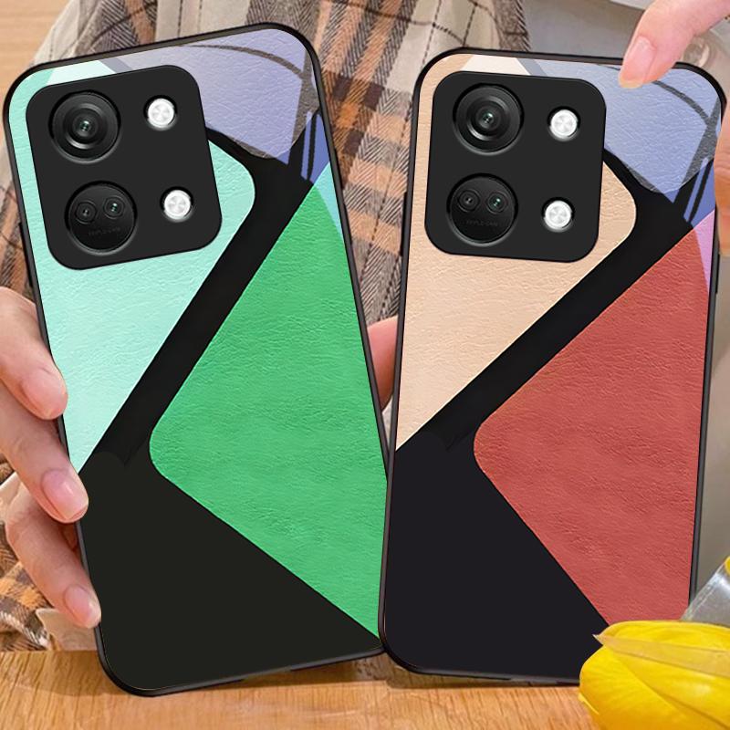 Splicing Color For OnePlus Nord 3 5 6T 7 Pro 8 12 10T Reno8 Lite 5G 10R Nord N30 Hard Shell Tempered Glass Phone Case Black