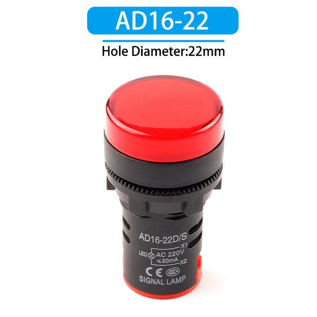 1 Stück AD16-22 22mm 12V 24V 110V 220V 380V Einbaumontage LED Betriebsanzeige Kontrollleuchte Lampe Rot Blau Weiß Grün Gelb