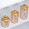 3 Pieces Gold Foil Candy Storage Container Clear PET Jars With Airtight Lids For Kitchen Pantries Organization