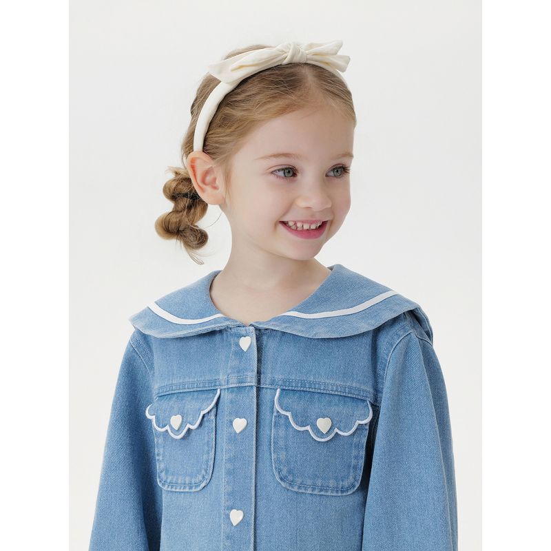 Mark Jenny Girls' Energetic Navy Collar Denim Jacket Baby Jacket 2026 Spring New Style 551510