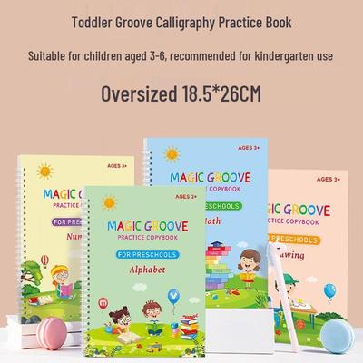 Livro de Prática de Caligrafia em Inglês com Sulcos Mágicos de Formato Grande para Crianças