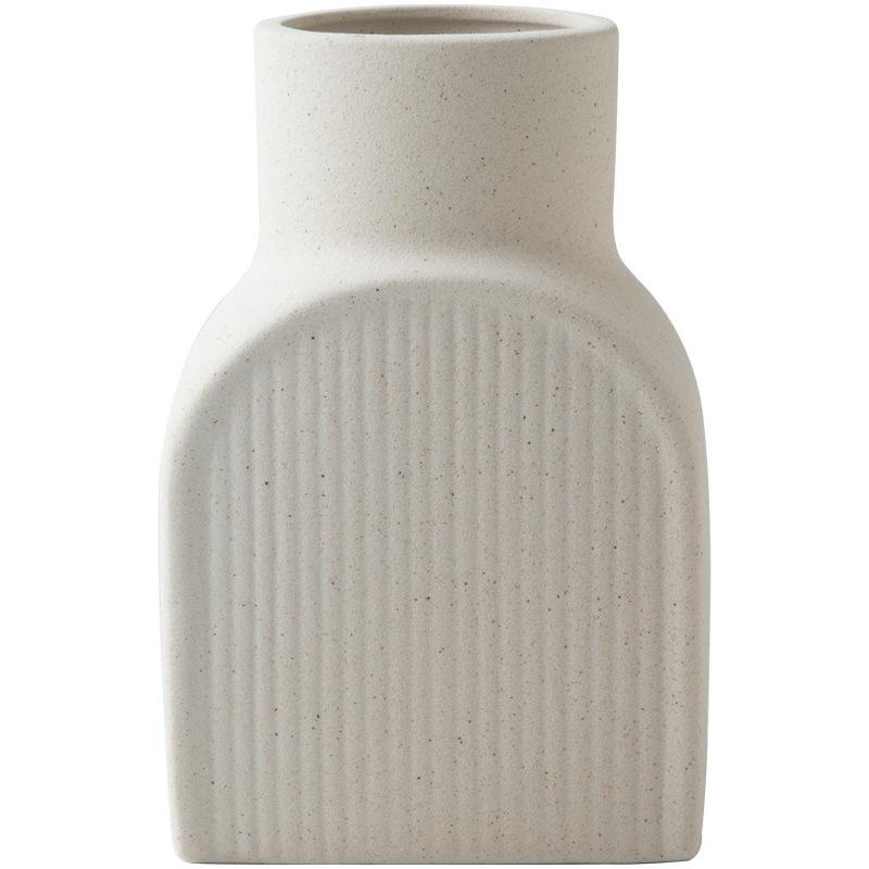 Artistic Relief Ceramic Vase with Plain Fired Floral Ware, Living Room Handicrafts, Decorative Ornaments, Flower Arrangements