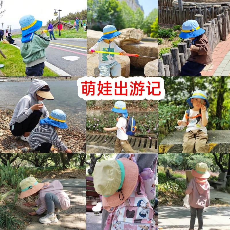 Neuer Nackenschutz Kinder Sonnenhut Mädchen Baby Sonnenschutz Eimerhut UV-Schutz Babyhut Sommer