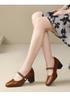 Top Layer Cowhide Women's Shoes Spring Versatile New Retro Square Toe Shallow Mouth Thick Heel Middle Order Shoes Mary Jane Commuting Shoes Women