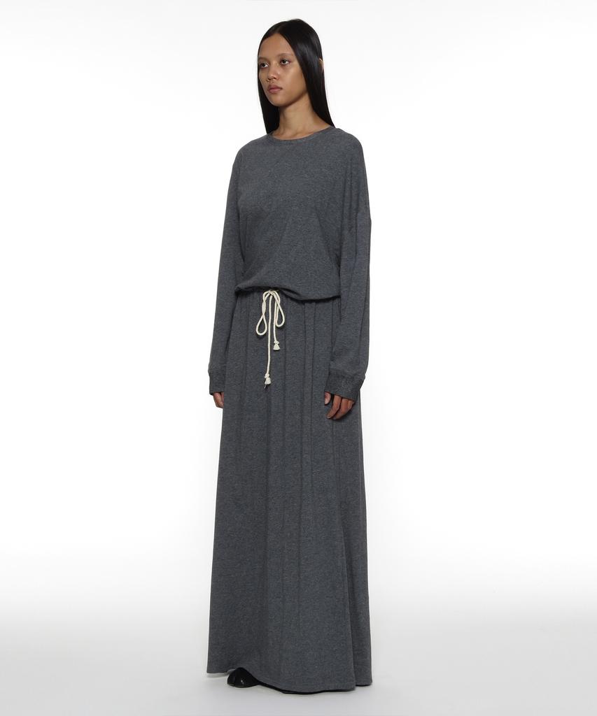 Partimento Woman Pwc Asymmetrical Drawstring Maxi Dress_Charcoal Melange