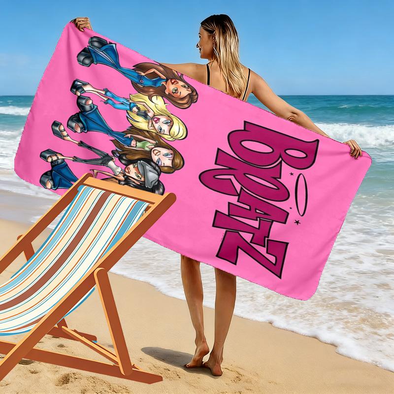Bratz Cartoon Print Beach Towel, Large Soft Quick Dry Towel for Beach Camping Swimming