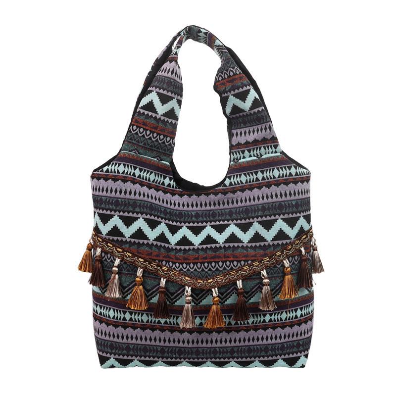 Vintage Ethnic Style Womens Shoulder Bag With Suede Tassels For Daily Use