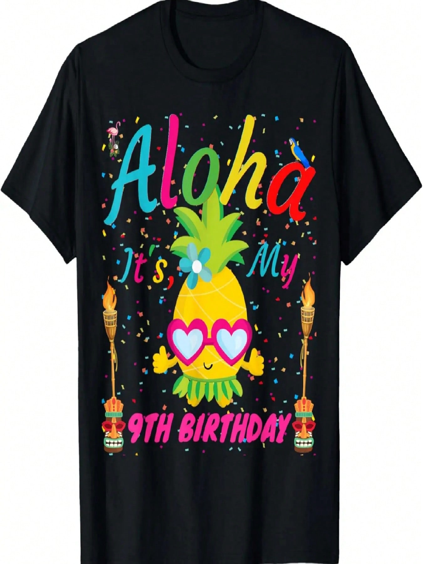 Aloha It s My 9th Birthday Hawaii 9 Years Girls Luau Candles T-Shirt S разноцветный