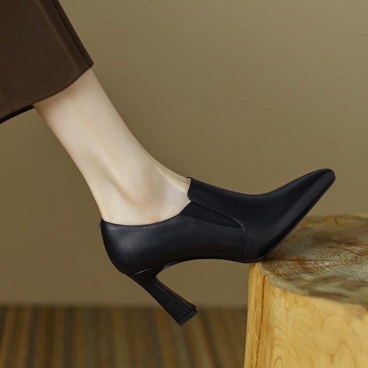 

Элегантные замшевые женские туфли-лодочки, модные туфли на высоком толстом каблуке, классические туфли с острым носком, черные туфли на каблуке для женщин 38