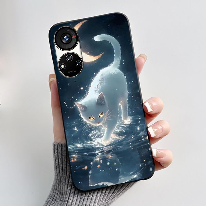 Hülle für ZTE Blade V40S / Axon 40 SE / V70 Pro Hülle Ästhetisch Niedliche Katze Astronaut Weiche Schwarze Matte Schutzhülle Rückseite