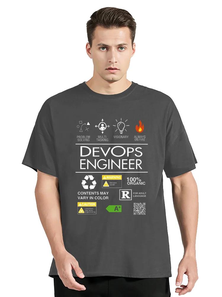 Funny DevOps Engineer Always on Fire T Shirts Summer Graphic Cotton Streetwear Short Sleeve Birthday Gifts T-shirt Men Clothing