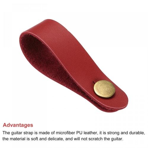 uxcell Guitar Headstock Strap Neck Adapter Leather Strap for Guitars, Red