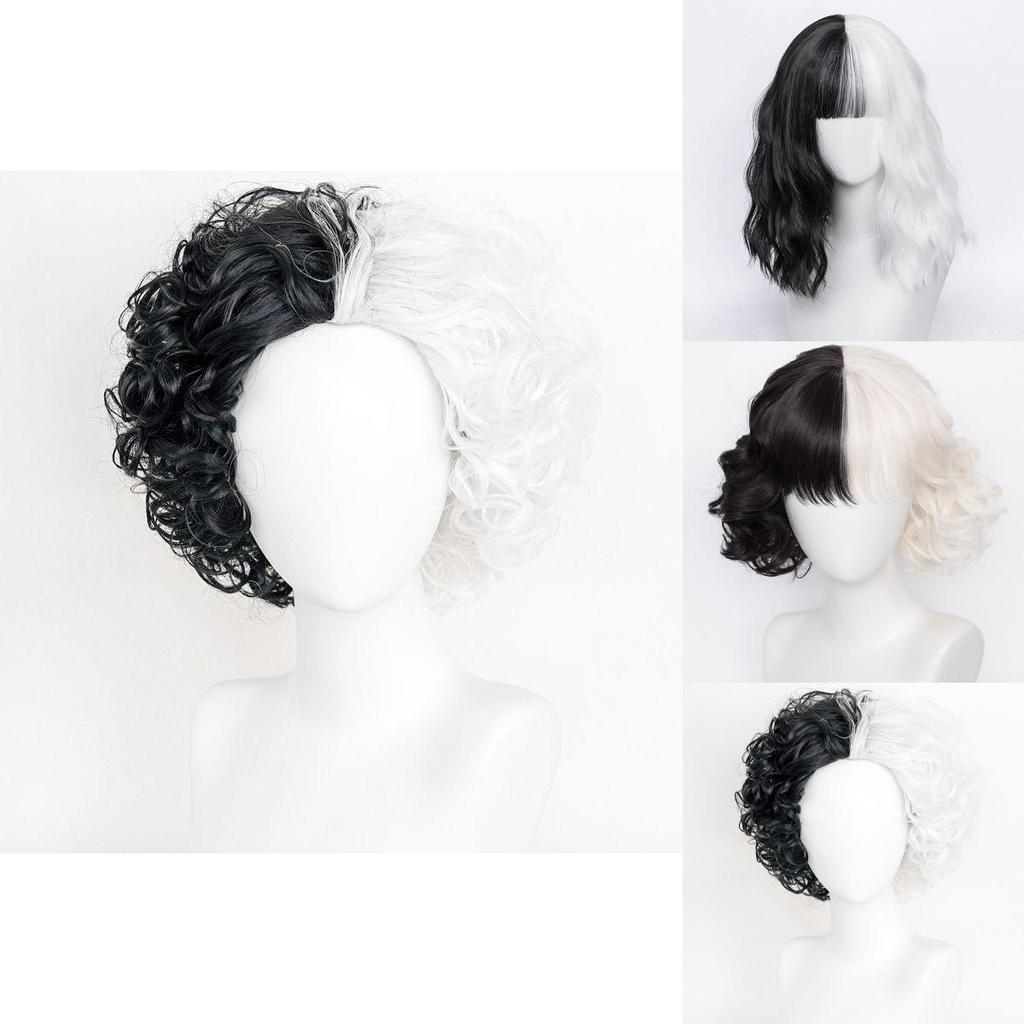 Elegante Parrucca Cosplay Cruella Capelli Corti Fibra ad Alta Temperatura Per Donne