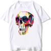 Neues Sommer Unisex Locker Unisex Kurzarm Lustiger Roboter Totenkopf Kunst Druck T-Shirt Weiß Lässige T-Shirts Vintage Hip Hop Jungen Oberteile