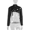 Punk Faux Leather Cropped Jacket Women Spring Streetwear Sexy Slim Fit Rivet PU Blouse Top