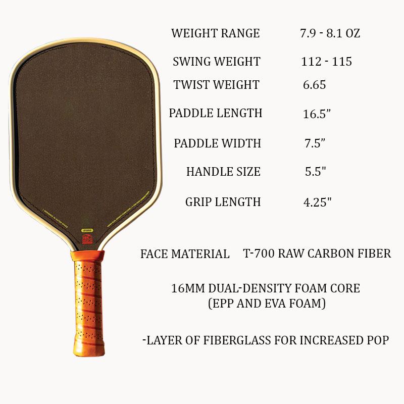 Rakieta do Pickleballa Bread and Butter Loco 16mm Pianka o Podwójnej Gęstości Rdzeń Hybrydowy Wydłużony Włókno Węglowe CFC T700 Surowe Włókno Węglowe Rakieta do Pickleballa