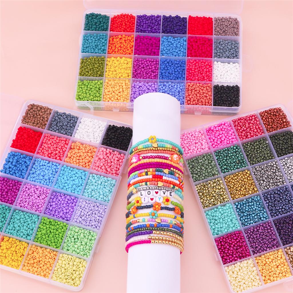 Yiwu 24 Farben 3mm Mix Saatperlen Set 12000 Stück pro Box für DIY Schmuck Perlen Halskette Armband Ohrring Herstellung Set