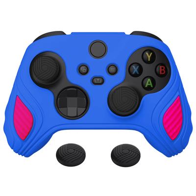 Silicone Case Cover for PlayVital Xbox Series Soft Rubber Case for Xbox Core with Thumb Grip Cap Edition Primary Blue Bright Two-tone Anti-slip X/S