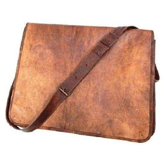 

Новая мужская кожаная винтажная сумка-мессенджер через плечо с клапаном для ноутбука, портфель 18 x 14 x 6 in