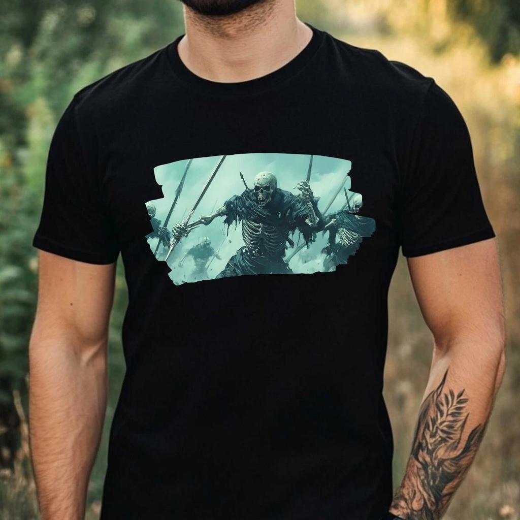 T-Shirt Herren Skelettkrieger Motiv Baumwolle Größe XS bis 5XL