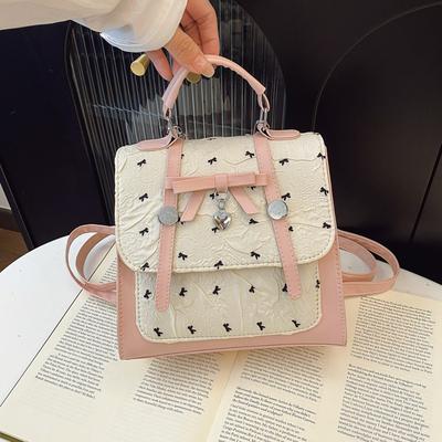 Pink Lace Bow Handbag Small Bag New Niche Design Messenger Small Square Bag