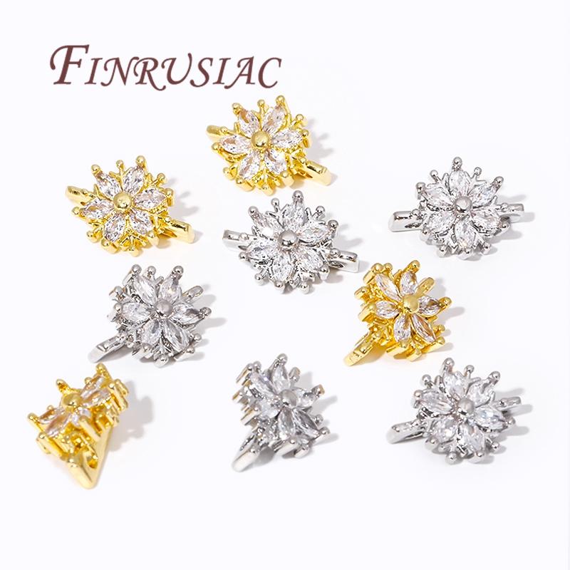 18K Gold Plated 2 Hole Separators For Beads,Inlaid Zircon Beads Separators For Bracelets DIY Jewlery Making Supplies