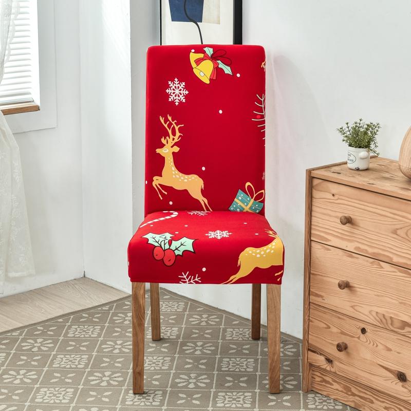 Chair Cover Dining Room Christmas Decor 2025 Santa Claus Snowflake Print Office Chair Covers Stretch Removable Chair Seat Cover
