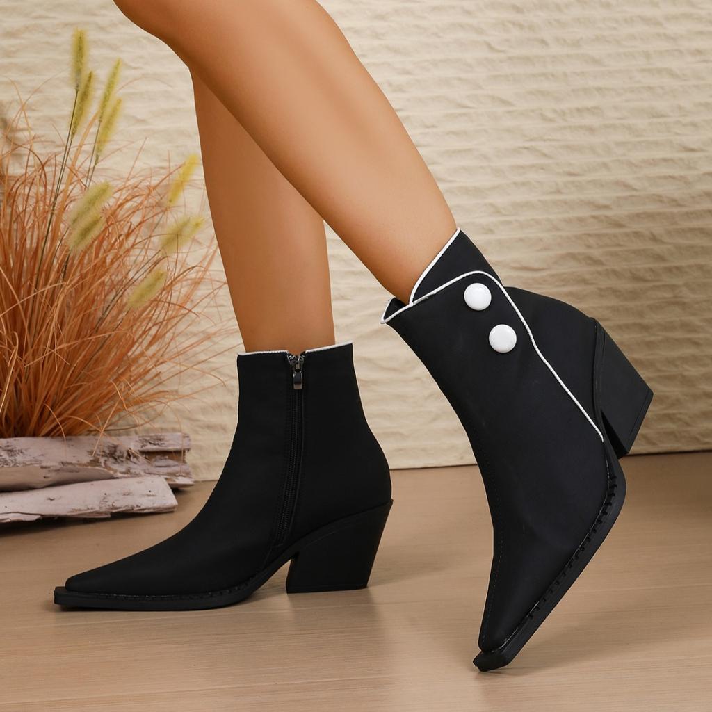 Fashion Autumn New Comfortable Pointed Toe Side Zipper Women's Boots Fashionable Versatile Thick Heel High-heeled Women's Boots 457