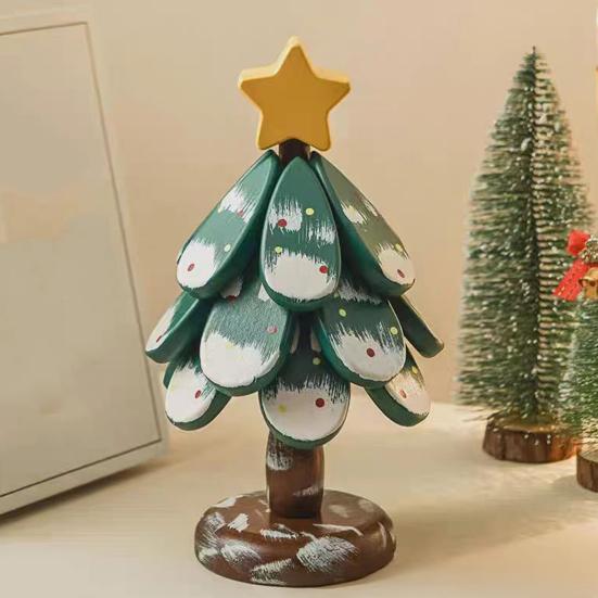 Christmas Tree Trivet for Hot Dishes Solid Wood Heat Resistant Pot Holder Folding Festive Table