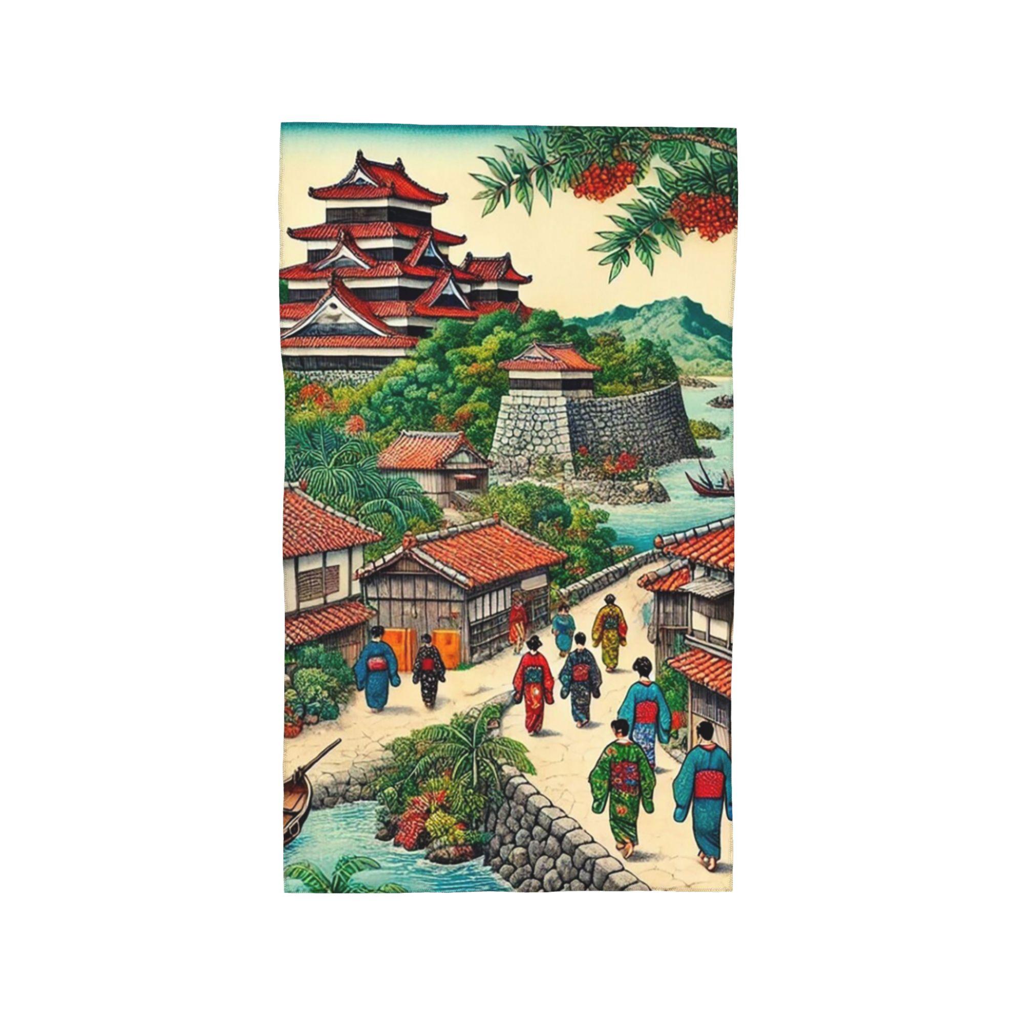 

Ryukyu Kingdom Castle Town Walk Soft Face Towel Quick Dry Pool Bath Cotton Towels Breathable W30*H60(CM)