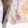 Gold-Plated Zirconia Water Drop Necklace for Women – Titanium Steel Light Luxury Clavicle Chain