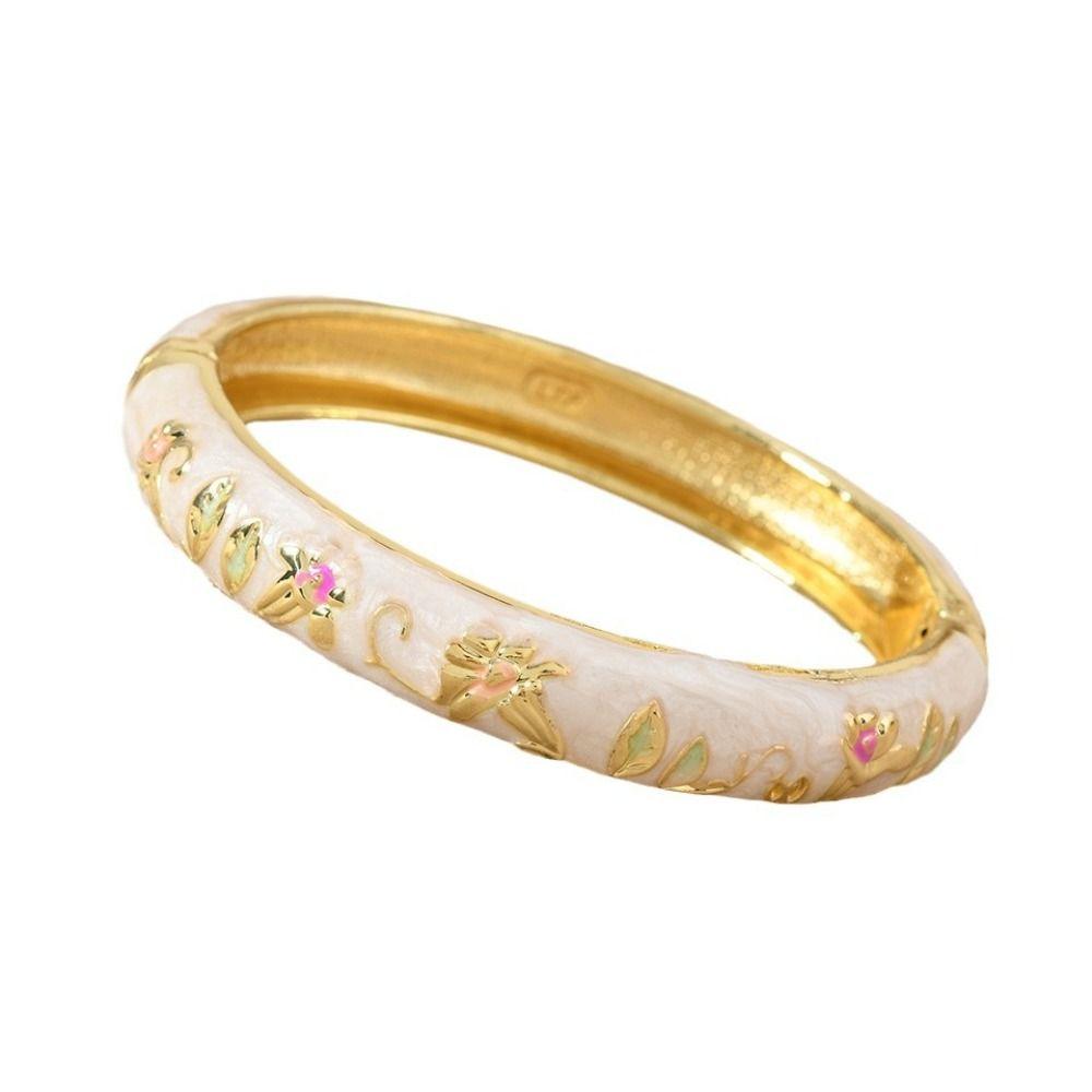 Chinese Style Hollow Out Flower Bangle Traditional Women's Hand Bracelet Jewelry Gifts