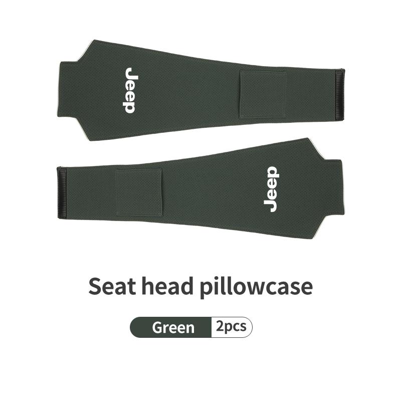 Car Logo Headrest Cover Leather Storage Neck Pillow Case Accessories For Jeep Renegade Compass Grand-Cherokee Wrangler-JK ALW1