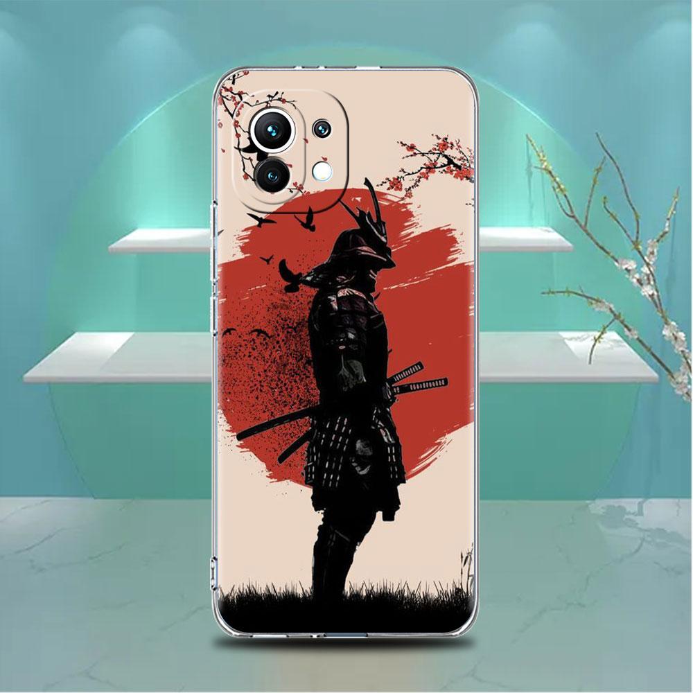Landscape Ink Painting Japan Samurai Art Clear Case For Xiaomi Mi Poco X3 NFC M3 Pro F3 F1 11 Lite 12 Note 10 11T 9T Phone Cover