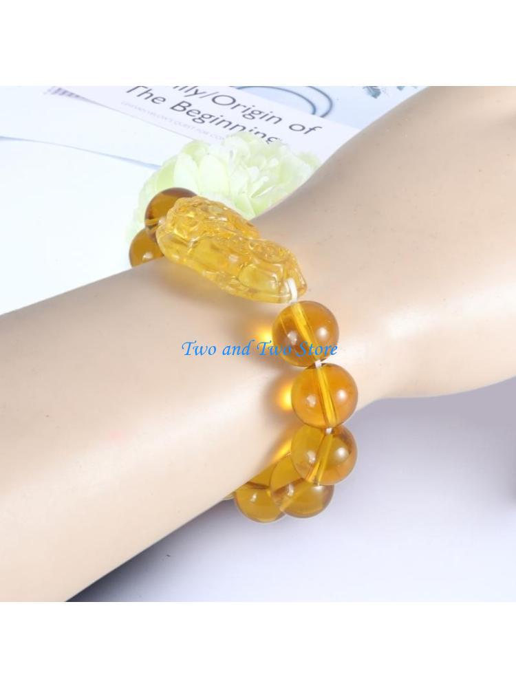 HX6F Feng Shui Citrine Stone Wealth Bracelet Attract Wealth and Good Luck жёлтый
