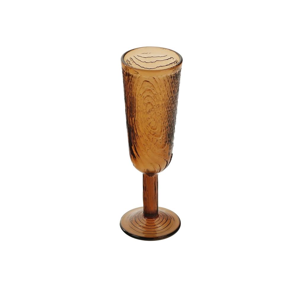 Champagne Glass, Wood Slice Pattern, Arbre Brown Design